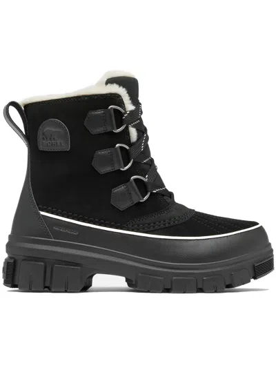 Sorel Tivoli V Wp Waterproof Boots In Black And Fawn In Black Suede