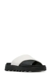 Sorel Viibe Bicolor Crisscross Slide Sandals In Black,sea Salt