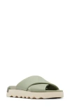 Sorel Vibe Twist Womens Leather Slip On Slide Sandals In Safari/honey White
