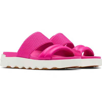 Sorel Viibe Asymmetric Slide Sandal In Fuchsia Fizz/sea Salt