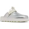 Sorel Viiber Slip-on Strap Clog Flats In Sea Salt/luminous Lime