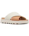 Sorel Viibe Bicolor Crisscross Slide Sandals In Honest Beige,chalk