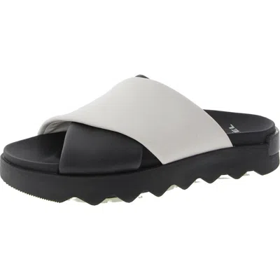 Sorel Viibe Crisscross Slide Womens Criss-cross Faux Leather Slide Sandals In Blue