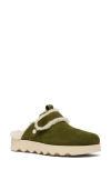 Sorel Viibe Faux Fur Clog In Utility Green/ceramic