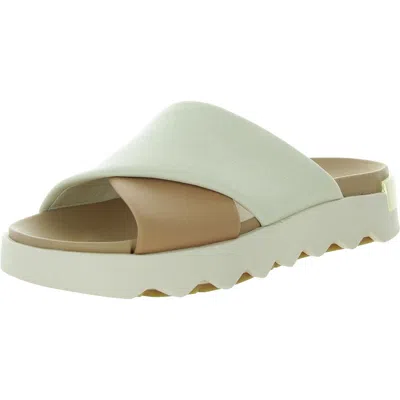 Sorel Viibe Crisscross Slide Sandals In White
