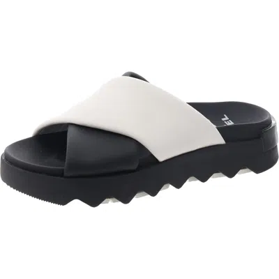 Sorel Viibe Womens Leather Peep-toe Slide Sandals In White