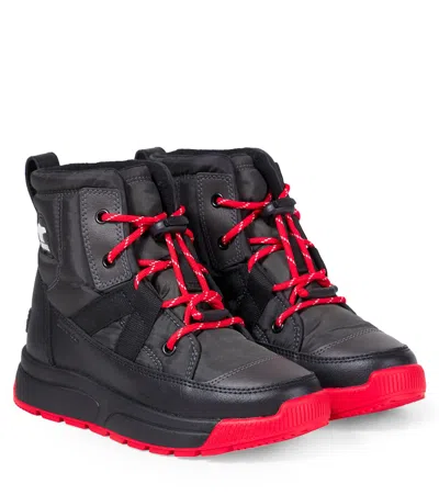 Sorel Kids' Whitney™ Leather-trimmed Boots In Black
