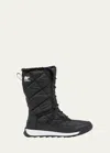 Sorel Whitney Quilted Nylon Tall Winter Boots In Black/sea Salt