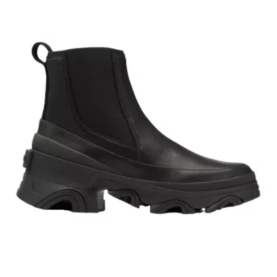 Sorel Brex Womens Leather Slip On Chelsea Boots In Black