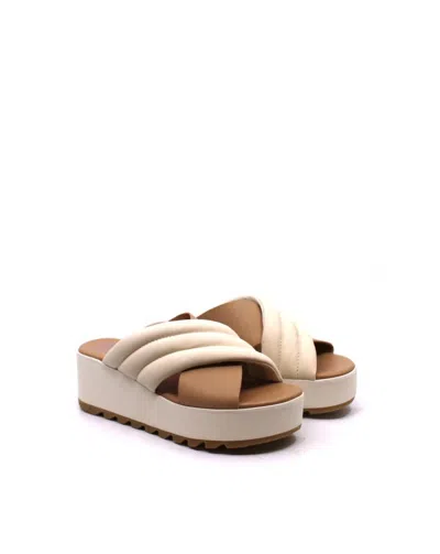 Sorel Women's Cameron Flatform Puff Mule In Chalk/honest Beige In Animal Print