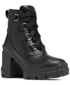 Sorel Caribou X Waterproof Lace-up Block Heel Bootie In Black,black