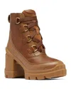 Sorel Caribou X Waterproof Lace-up Block Heel Bootie In Velvet Tan