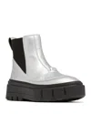 Sorel Caribou Leather Winter Chelsea Booties In Pure Silver