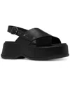 Sorel Dayspring Mixed Leather Crossover Comfort Sandals In Black,black