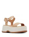 Sorel Women's Dayspring Leather Platform Sandals In Honest Beige