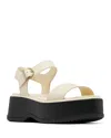 Sorel Dayspring Ankle-strap Platform Sandals In Honey White