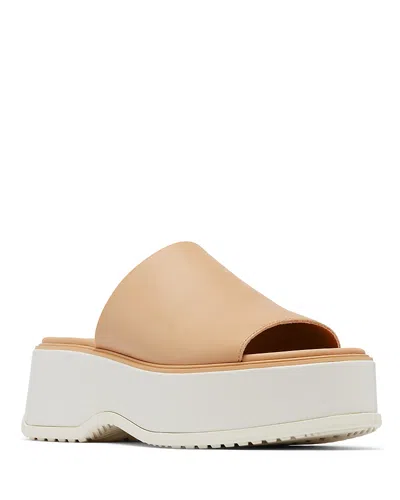 SOREL WOMEN'S DAYSPRING LEATHER PLATFORM SLIDE SANDALS