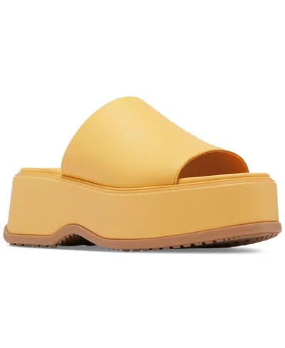 Sorel Women's Dayspring Platform Slide Sandals In Yellow Ray,yellow Ray