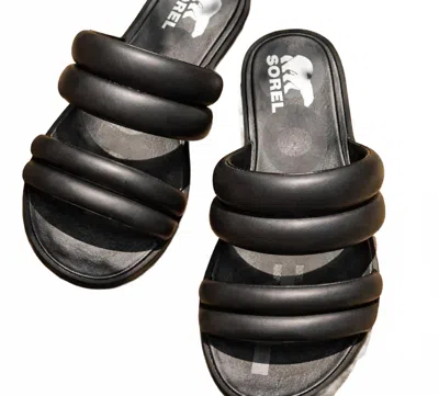 Sorel Women's Ella Ii Puff Slide In Black, Sea Salt In Multi