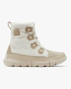 Sorel Explorer Ii Joan Cozy Faux Shearling And Suede Ankle Boots In White