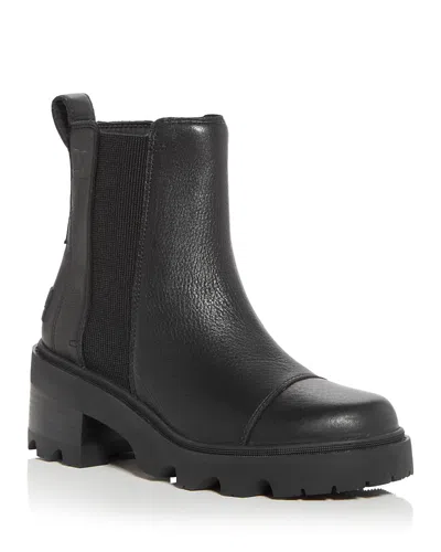 Sorel Joan Now Leather Chelsea Ankle Boots In Black