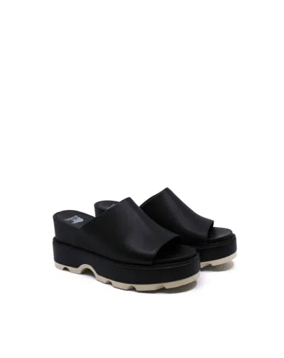SOREL WOMEN'S JOANIE IV WEDGE HEELS IN BLACK/SEA SALT