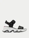 Sorel Women's Kinetic Impact Y Strap Platform Sandals In Black/sea Salt