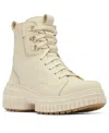 Sorel Ona Ave Waterproof Leather Lace-up Boots In Honey White,sea Salt