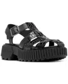 Sorel Ona Embossed Leather Fisherman Sandals In Black,sea Salt