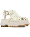 Sorel Ona Embossed Leather Fisherman Sandals In Chalk,sea Salt