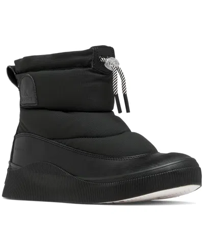 Sorel Out N About Iv Puffy Lace-up Waterproof Boot In Black,chalk
