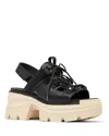Sorel Women's Rein Cb Lace Platform Sandals In Black/bleached Ceramic