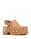 Sorel Roman Leather Slingback Platform Clogs In Brown