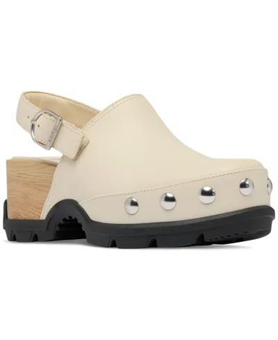Sorel Women's Roamn Studded Clogs In Chalk,black