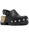 Sorel Roman Leather Slingback Platform Clogs In Black