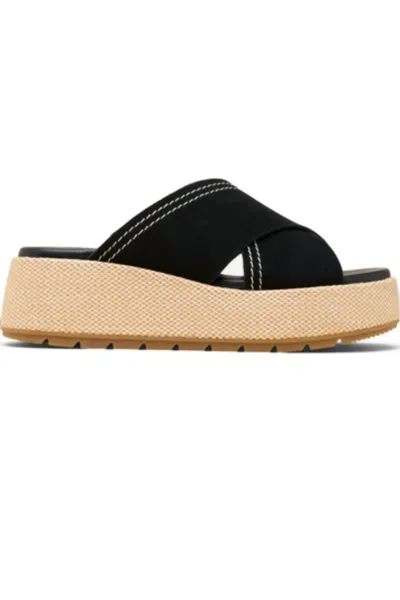 Sorel Women's Sunpeak Platform Slide Sandal In Black, Gum 2