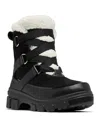 Sorel Tivoli Suede Resort Winter Booties In Black/chalk