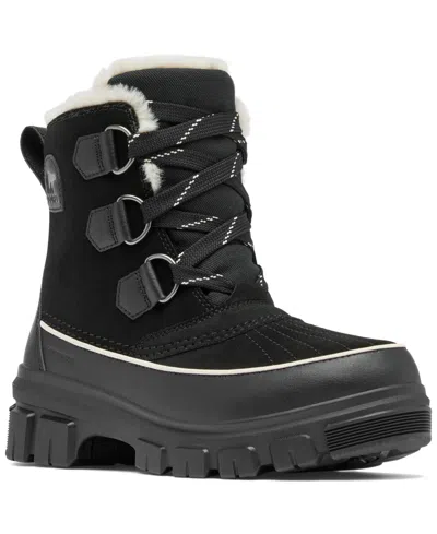 Sorel Tivoli V Wp Waterproof Boots In Black And Fawn In Black Suede