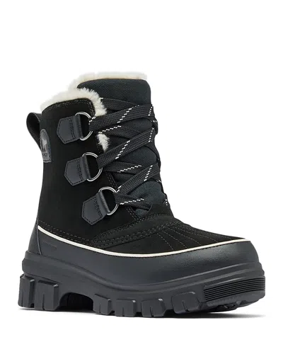 Sorel Tivoli V Wp Waterproof Boots In Black And Fawn In Black Suede