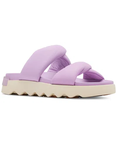 Sorel Women's Vibe Twist Slip-on Slide Sandals In Euphoric Lilac,honey White