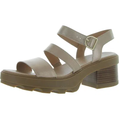 Sorel Womens Adjustable Leather Block Heel In Gold
