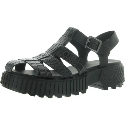 Sorel Womens Animal Print Cage Fisherman Sandals In Black
