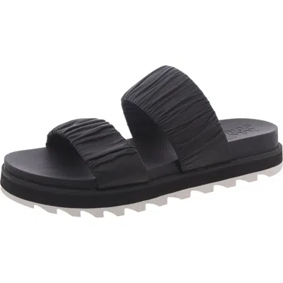 Sorel Womens Leather Strappy Flatform Sandals In Black