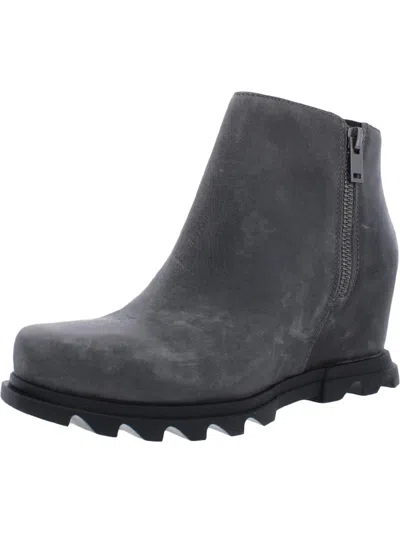 Sorel Womens Leather Wedges Ankle Boots In Grey