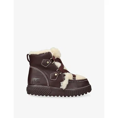 Sorel Womens Ona Ave Alpine Plus Waterproof Leather Boots Wine Eur 40 / 7 Uk