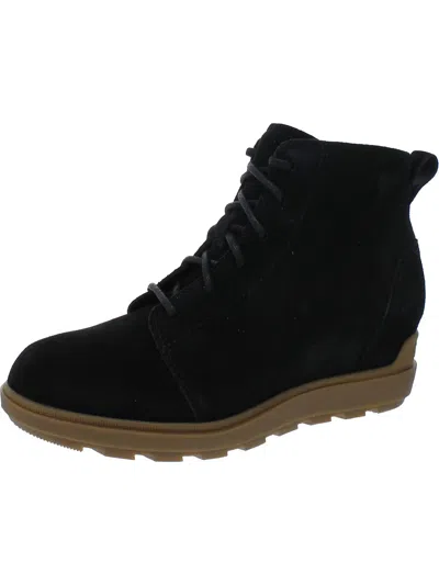 Sorel Womens Suede Lace-up Booties In Black