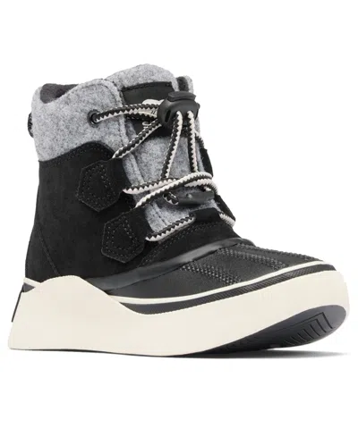 Sorel Youth Out N About Iv Chillz Waterproof Booties In Black,chalk