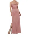 Sorella Vita Floor-length Charmeuse Bridesmaid Dress With Skirt Slit In Bellini In Multi