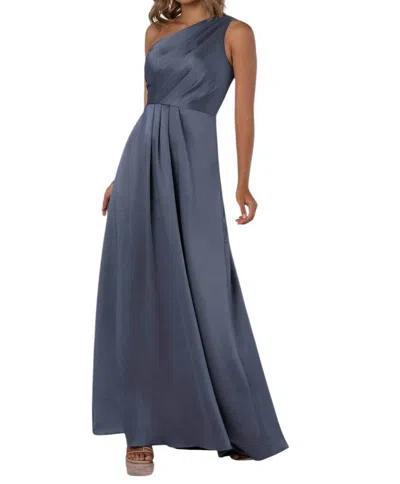 Sorella Vita One-shoulder Charmeuse Bridesmaid Dress With Subtle Pleats In Shadow In Blue