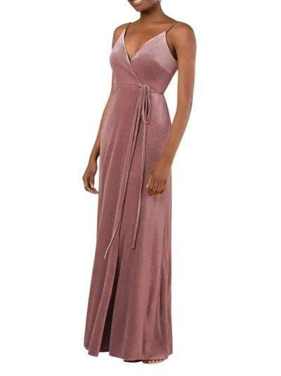 Sorella Vita Romantic Velvet Floor-length Bridesmaid Dress With Wrap Detail In Gardenia In White